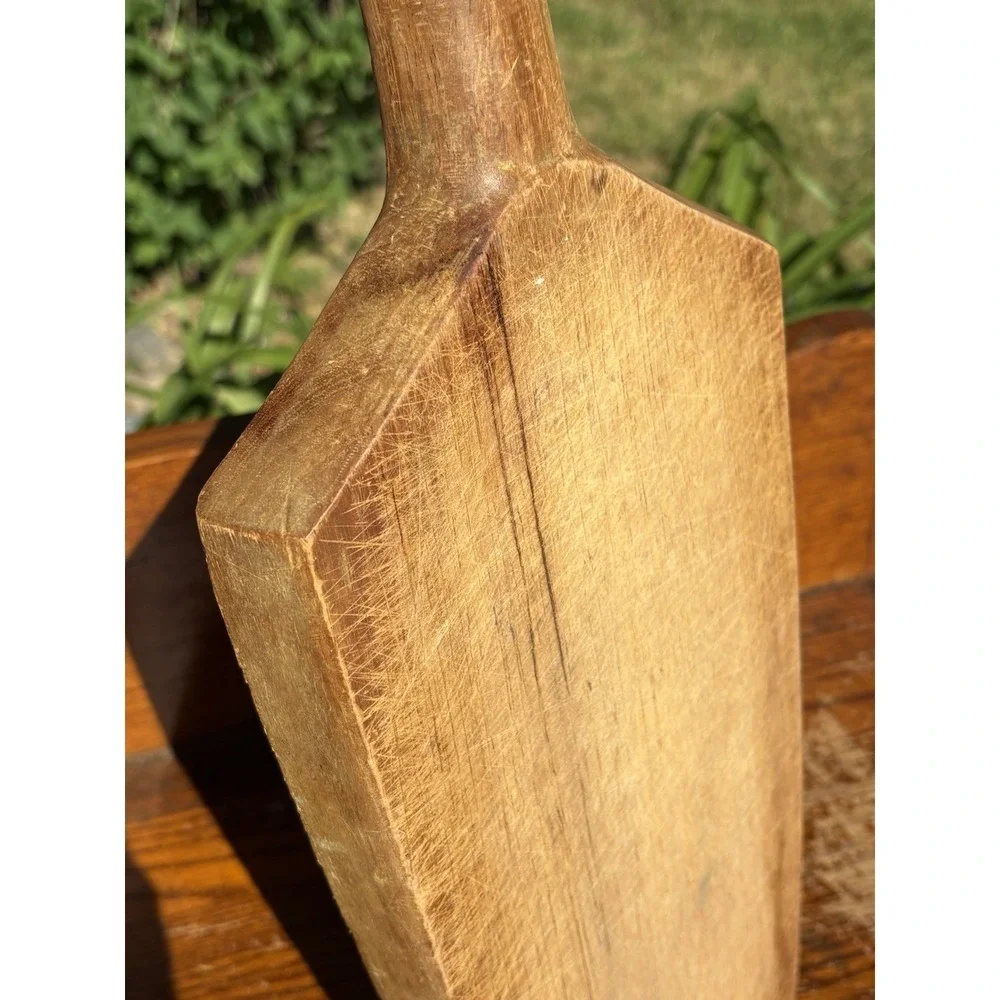 Primitive Wooden Bread Board Maple Chopping Block Tombstone Handled Cutting 1940